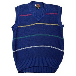 Boston Traders Mens Vintage Cotton Knit Grandpa Sweater Vest Stripes Size XL